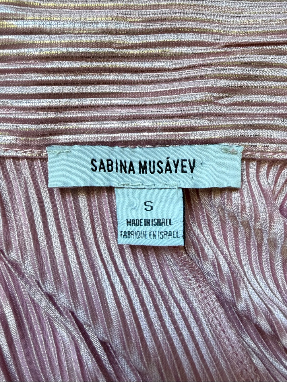 NWOT Sabina Musayev Rigel Pleated Foil Blouse Pink Size Small - Picture 5 of 13